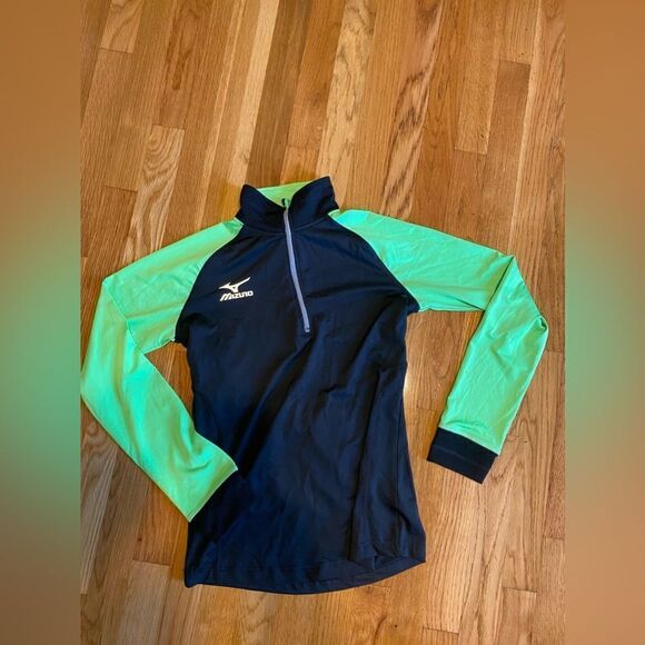 Mizuno Ladies Rockwood Thunder Jacket Blue /green Solid Quarter Zip M - Picture 1 of 3